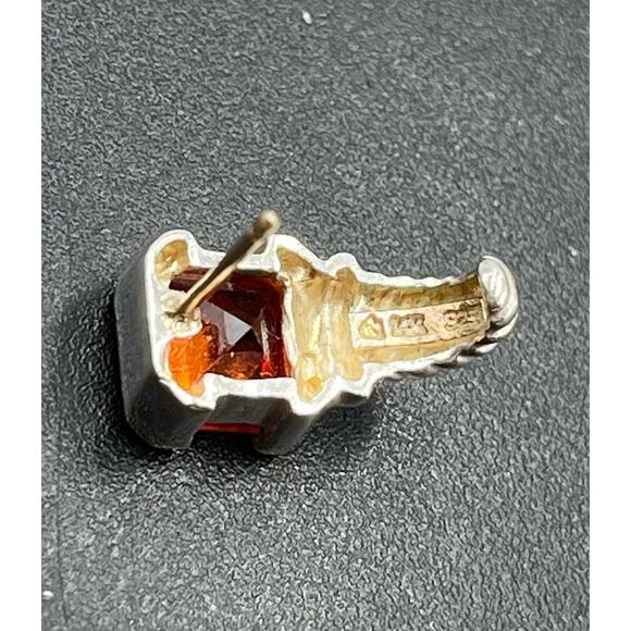 Signed Orange Citrine Sterling Silver 925, 14K yellow Gold Accent Shrimp Earring - Picture 13 of 14